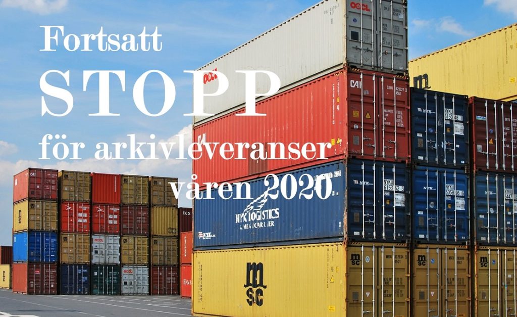 Container med text om leveransstopp