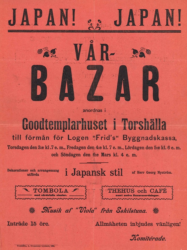 Affisch om basar för logen Frid 1904.